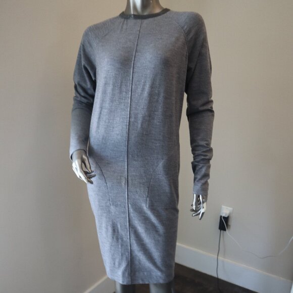 Brunello Cucinelli Monili Dress Charcoal Gray Pockets Long Sleeves Size Small - Picture 2 of 9